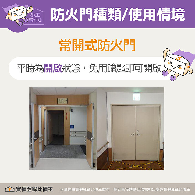 常開式防火門平時為開啟狀態,遇火警時可自動關閉|實價登錄比價王